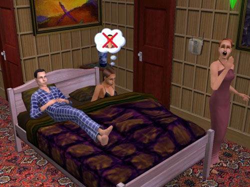 Tiffany wakes up to find Kennedy relaxing beside her on the bed.