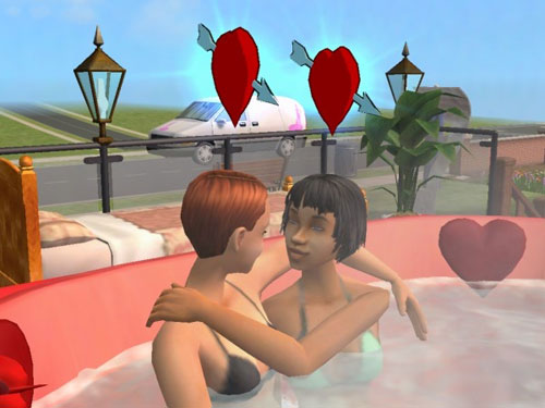 Eleanor and Marylena relax in the hot tub