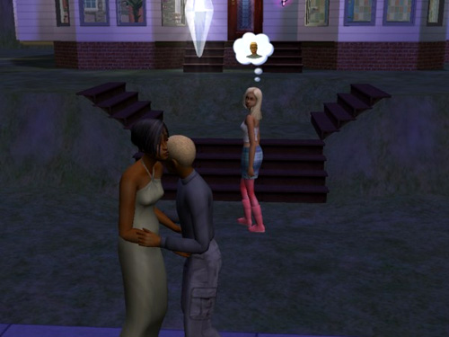 Teenage Gabriel exchanges an air-kiss with Andrea Logan