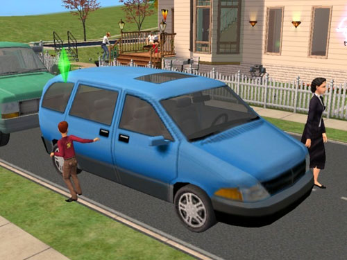A blue van pulls up in front of the Love Nest