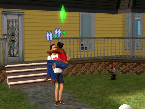 Randy carries Regina across, or at least somewhere near, the threshold
