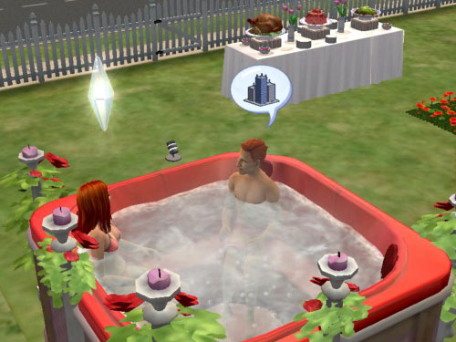 Sally and the pizza man in the hot tub