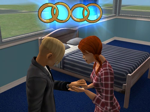 Taylor and Candice exchange wedding rings in the bedroom